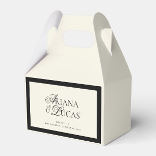 Modern Minimalist Script Black and White Wedding Favour Box