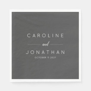 Modern Minimalist Script Black Custom Wedding Napkin