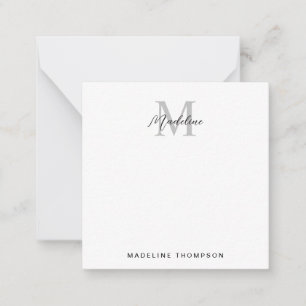 Modern Minimalist Script Black Grey Monogram Card