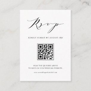 Modern Minimalist Script Black QR Code RSVP Enclosure Card