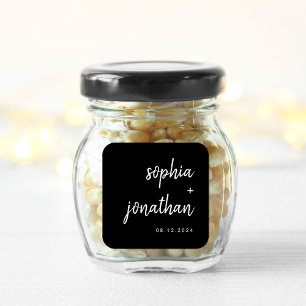 Modern Minimalist Script Black   Wedding Square Sticker