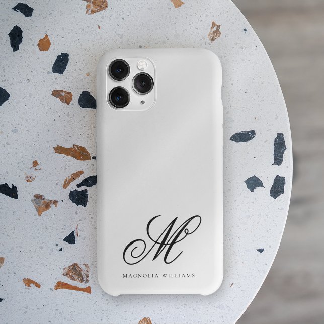 Modern Minimalist Script Black White Monogrammed Case-Mate iPhone Case (Creator Uploaded)
