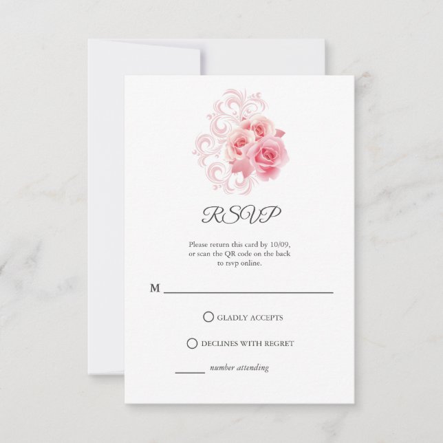 Modern Minimalist Script | Blush Pink RSVP Card (Front)