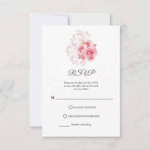Modern Minimalist Script Blush Pink RSVP Card