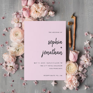 Modern Minimalist Script   Blush Wedding Invitation