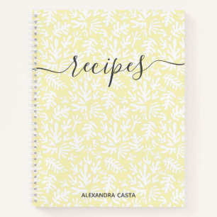 Modern Minimalist Script Botanical Custom Recipe Notebook