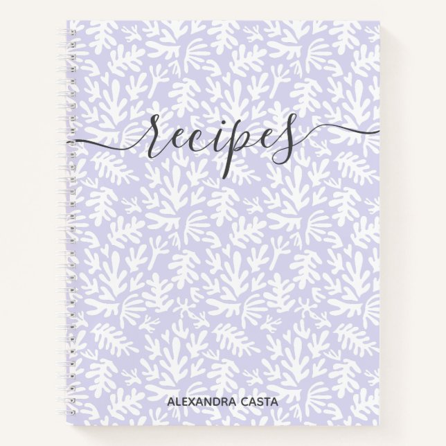 Modern Minimalist Script Botanical Custom Recipe Notebook (Front)