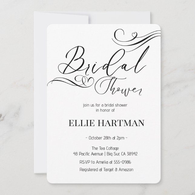 Modern Minimalist Script Bridal Invite (Front)