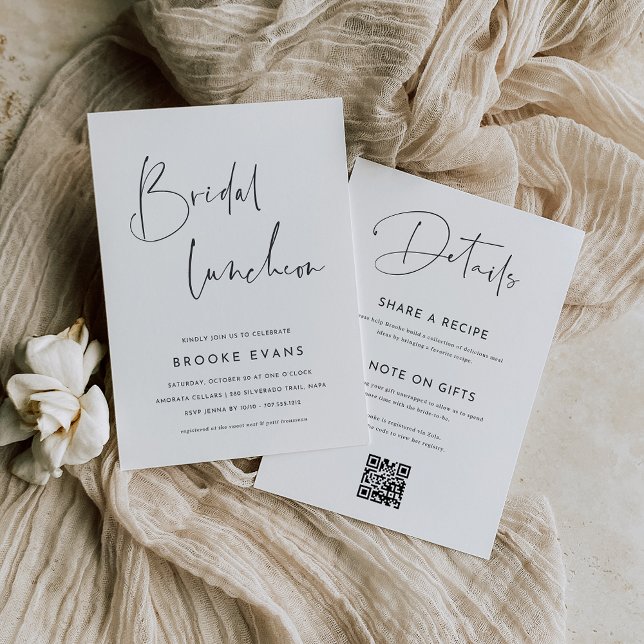 Modern Minimalist Script Bridal Luncheon Invitation (Creator Uploaded)