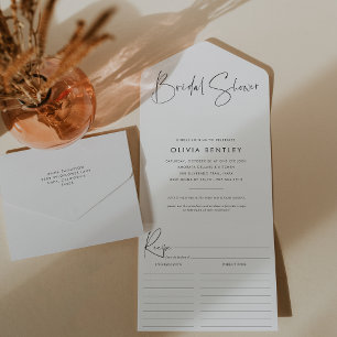 Modern Minimalist Script Bridal Shower All In One Invitation