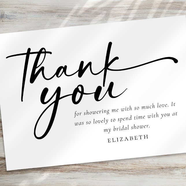 Modern Minimalist Script Bridal Shower Thank You Card (Creator Uploaded)