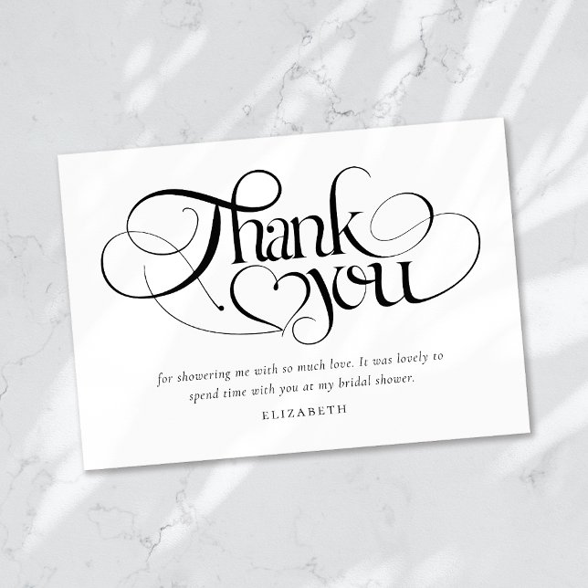 Modern Minimalist Script Bridal Shower Thank You Card (Creator Uploaded)