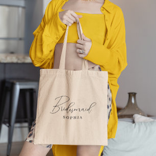 Modern Minimalist Script Bridesmaid Bachelorette Tote Bag