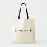 Modern Minimalist Script Bridesmaid Tote Bag<br><div class="desc">This simple tote bag is such a fun gift for your favourite girls! The minimal yet elegant design is perfect for the modern bride. Featuring a handwritten signature script with a simple sans-serif font. Personalise each bag with your bridesmaid's name by clicking "Details" next to "Personalise this template, " and...</div>