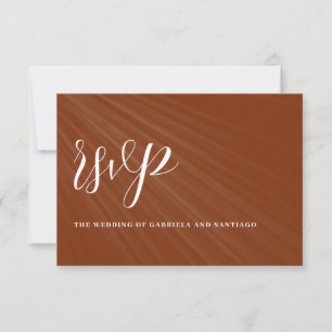 Modern Minimalist Script Burnt Orange Wedding RSVP Card