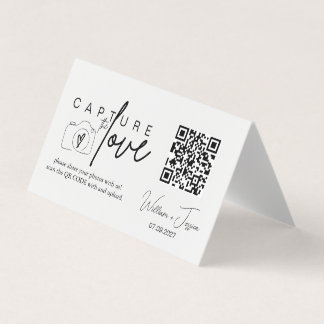 Modern Minimalist Script Capture The Love QR code 