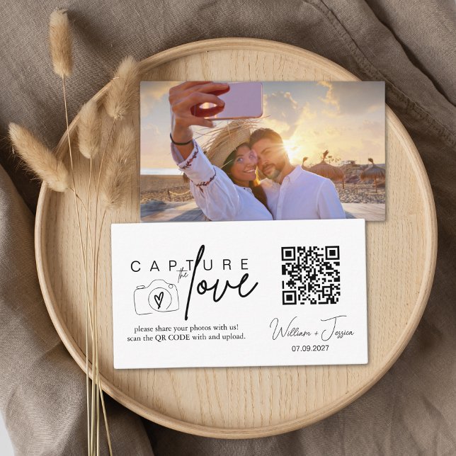 Modern Minimalist Script Capture The Love QR code  Enclosure Card (Creator Uploaded)