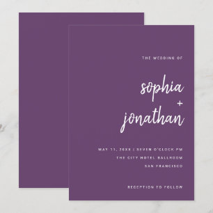 Modern Minimalist Script Cassis Wedding Invitation