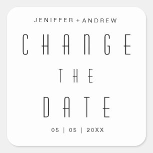modern minimalist script change the date square sticker
