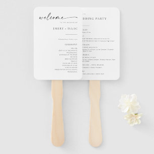 Modern Minimalist Script Chic Wedding Program Fans