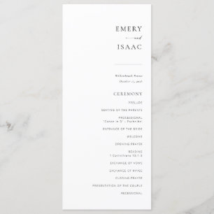 Modern Minimalist Script Chic Wedding Program Menu