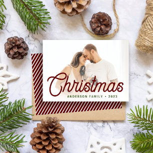 Modern Minimalist Script Christmas Family Photo Holiday Card