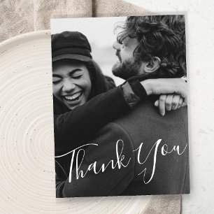 Modern Minimalist Script Custom Photo Wedding Postcard