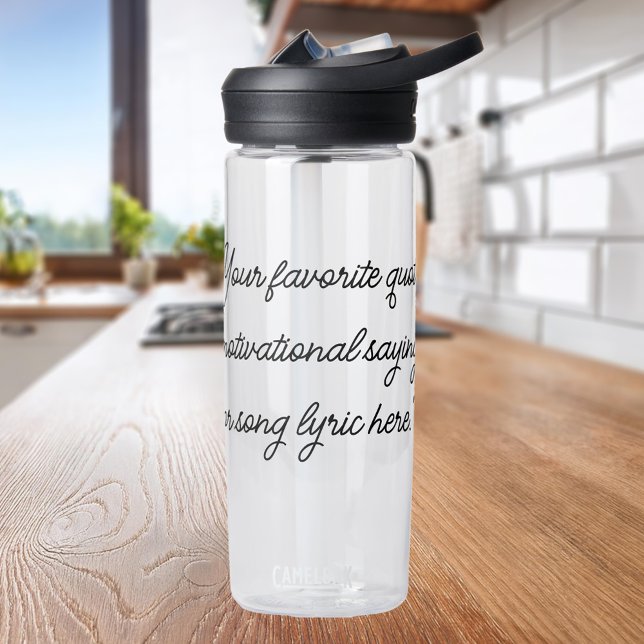 Modern Minimalist Script Custom Quote Water Bottle (Creator Uploaded)