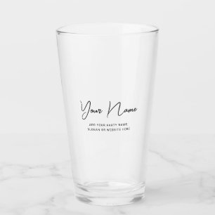 Modern Minimalist Script Custom Text Beer Glasses