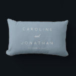 Modern Minimalist Script Custom Wedding Dusty Blue Lumbar Cushion<br><div class="desc">Modern Minimalist Script Custom Wedding Lumbar Pillow in Dusty Blue</div>
