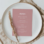 Modern Minimalist Script Dusty Rose | Wedding Menu<br><div class="desc">This elegant,  minimalist wedding menu card features modern script typography and clean,  sans serif text for a simple and stylish dusty rose and white design you will love.</div>