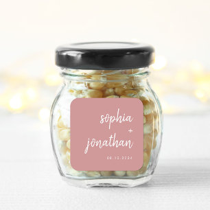 Modern Minimalist Script Dusty Rose   Wedding Square Sticker