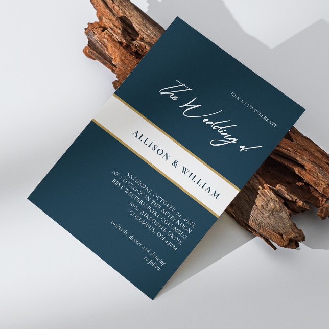 Modern Minimalist Script : Emerald Blue Wedding Invitation (Modern Minimalist Script : Emerald Blue Wedding Invitation)