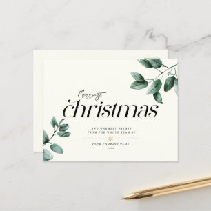 Modern Minimalist Script Eucalyptus Business Logo Holiday Postcard
