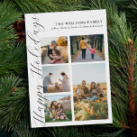 Modern Minimalist Script Family Photo Collage Holiday Card<br><div class="desc">Create your own family photo collage holiday card. Celebrate the holiday season with personalised Christmas cards featuring your favourite family photos.</div>