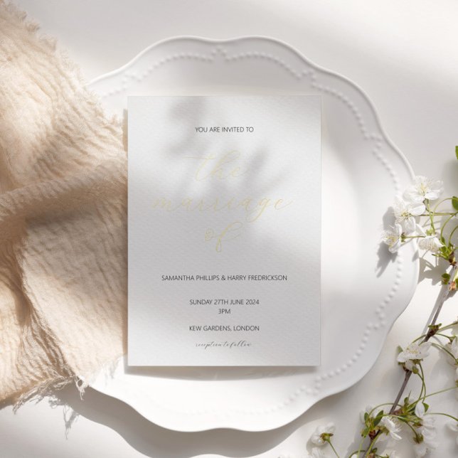 Modern minimalist script foil wedding invitation (Creator Uploaded)