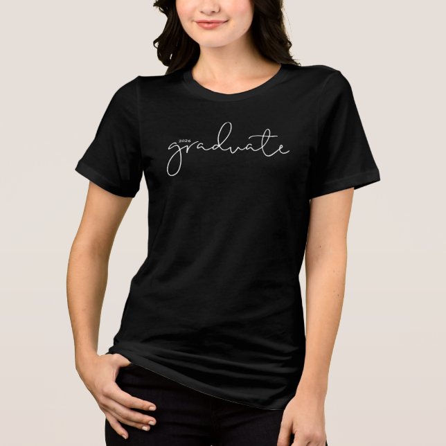 Modern Minimalist Script Graduate Black Tri-Blend Shirt (Front)