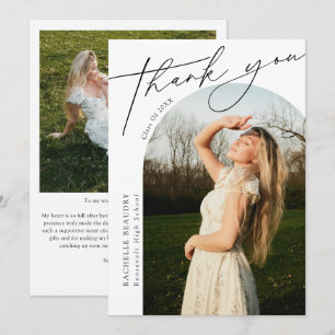 Modern Minimalist Script Graduation Photo Collage Thank You Card