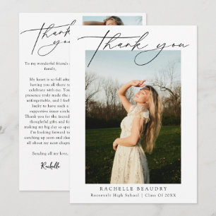 Modern Minimalist Script Graduation Photo Collage Thank You Card