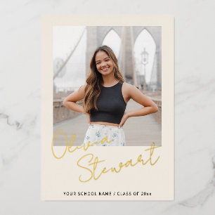 Modern Minimalist Script Graduation Photo Gold