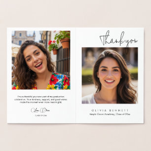 Modern Minimalist Script Graduation Thank You Card