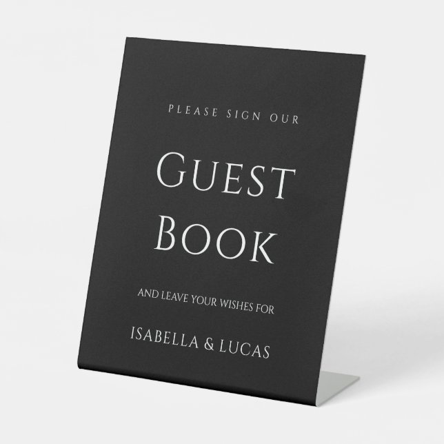 Modern Minimalist Script Guestbook Pedestal Sign (Front)