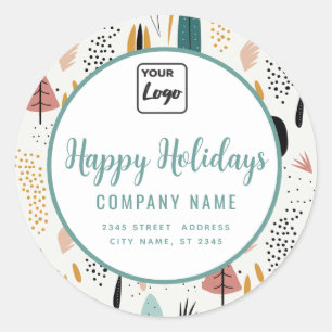 Modern minimalist script Happy Holidays logo Classic Round Sticker