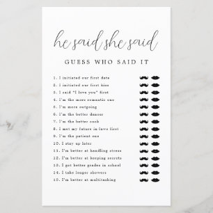 Modern Minimalist Script He Said She Said Game