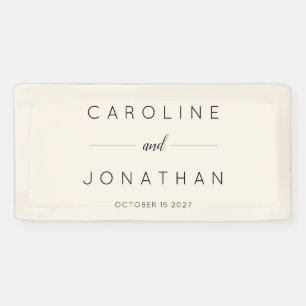 Modern Minimalist Script Ivory Custom Wedding Banner