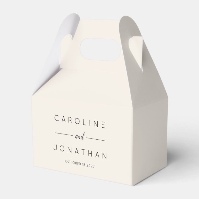 Modern Minimalist Script Ivory Custom Wedding Favour Box (Front Side)