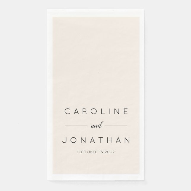 Modern Minimalist Script Ivory Custom Wedding Napkin (Front)