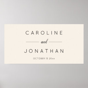 Modern Minimalist Script Ivory Custom Wedding Poster