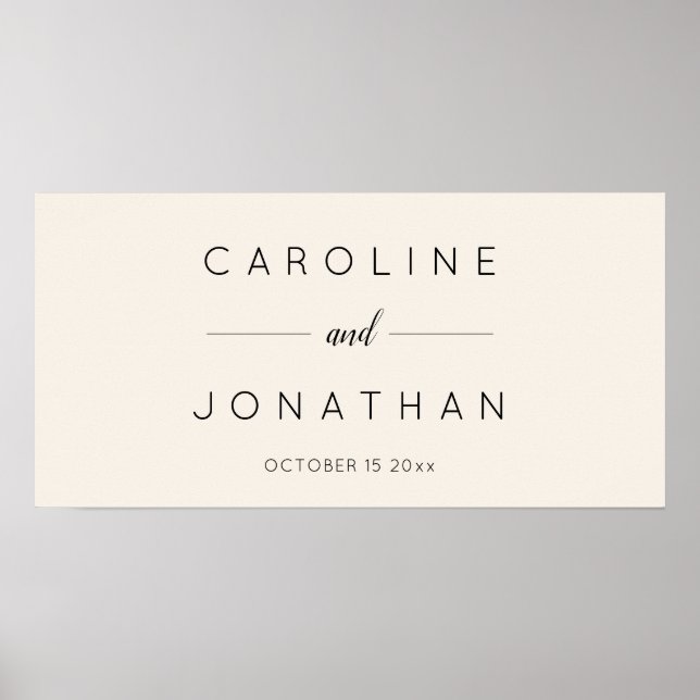 Modern Minimalist Script Ivory Custom Wedding Poster (Front)
