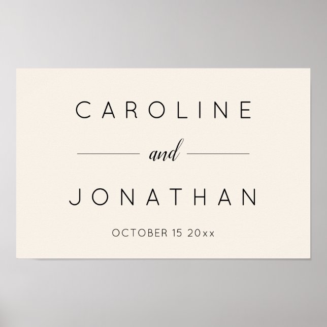 Modern Minimalist Script Ivory Custom Wedding Poster (Front)